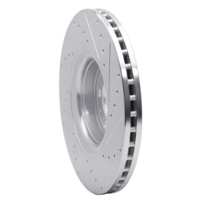 Volvo XC90 Brake Rotor (1) - Front Left - R1 Concepts - Drilled & Slotted - Silver - `03-`09